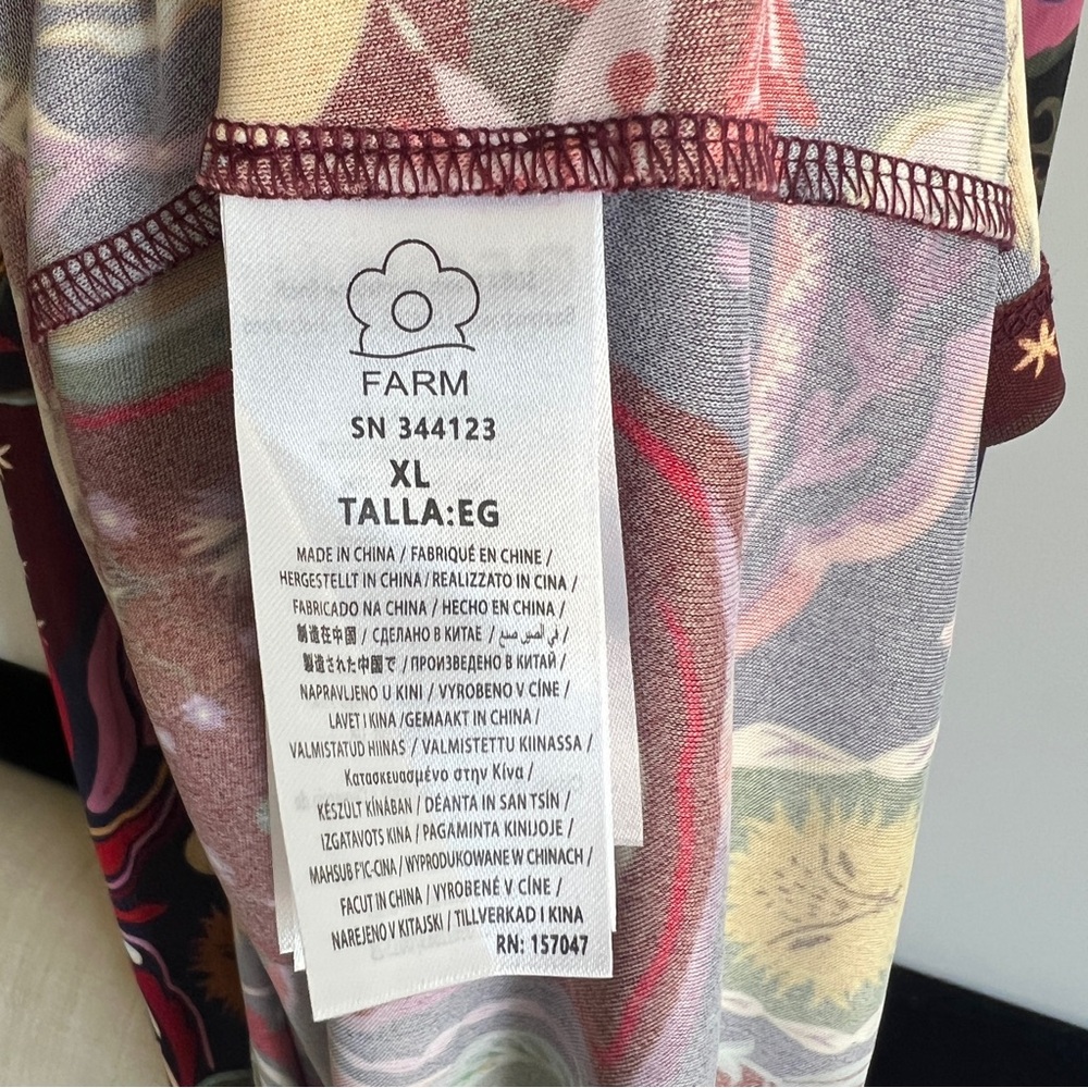 FARM Rio Rio Multicolor Artsy Surreal Land Long Sleeve Maxi Dress Size XL NWT - Picture 9 of 16